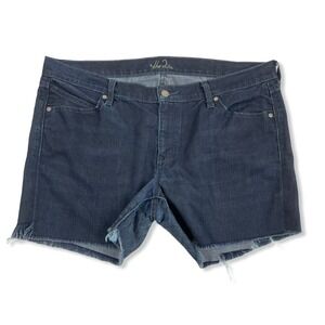 The Diva Dark Blue Denim Womens Shorts Size 16 Cut-Off Frayed Hem Stretch